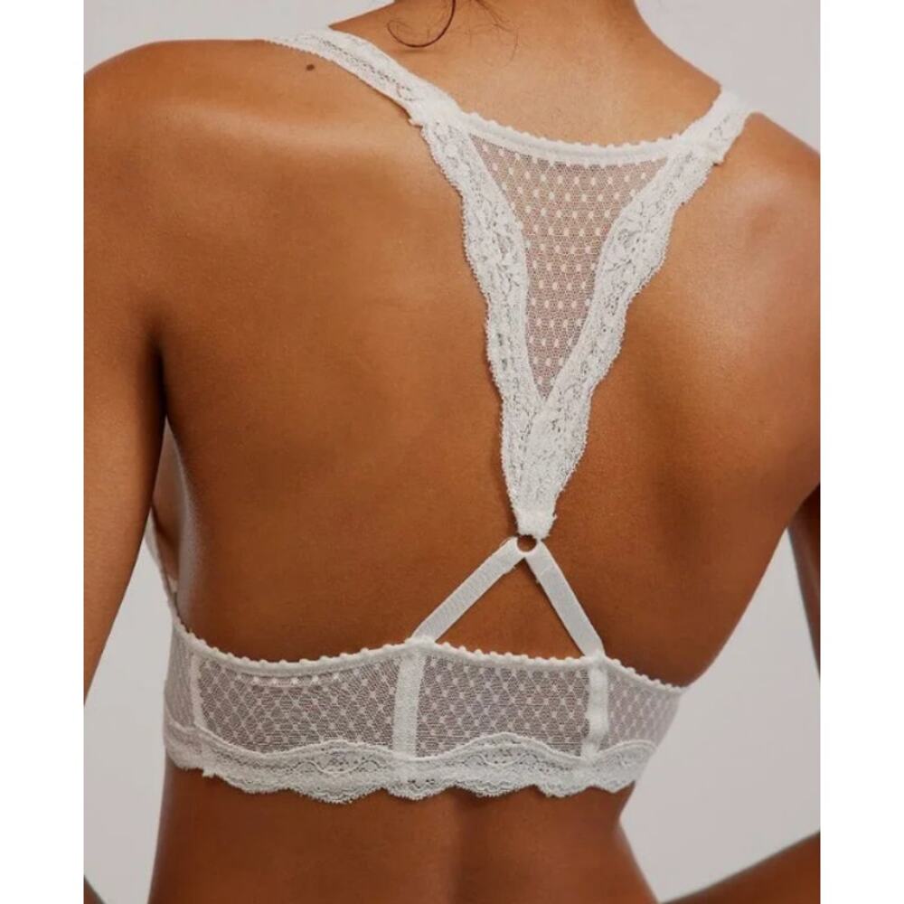 free people midweek longline lace bralette in white alyssum women size x-small - Picture 3 of 8